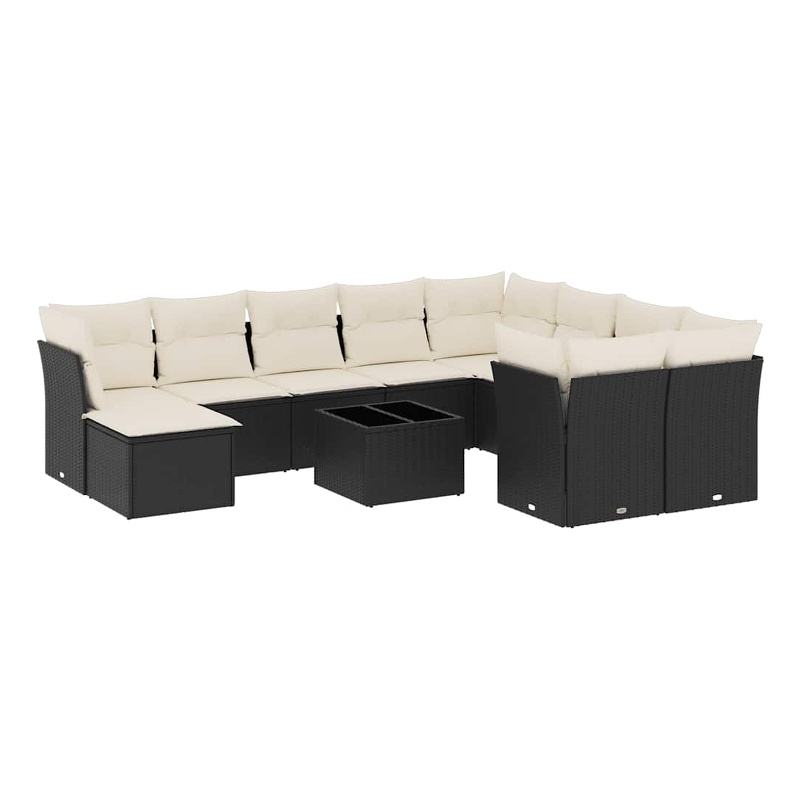 Afuera Living Contemporary 11 Piece Poly Rattan Sofa Set in Black
