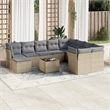 Afuera Living Contemporary Synthetic Poly Rattan Sofa Set in Gray/Beige