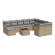 Afuera Living Contemporary Synthetic Poly Rattan Sofa Set in Gray/Beige