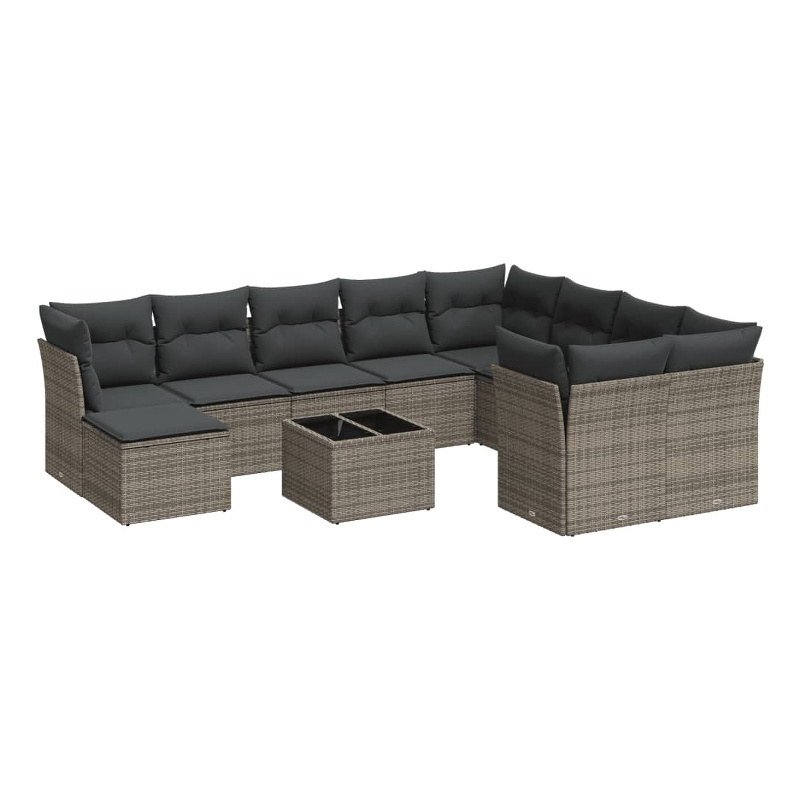 Afuera Living Contemporary 11 Piece Poly Rattan Sofa Set in Gray
