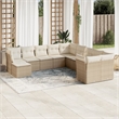 Afuera Living Contemporary Synthetic Poly Rattan 11 Piece Sofa Set in Beige