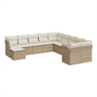 Afuera Living Contemporary Synthetic Poly Rattan 11 Piece Sofa Set in Beige