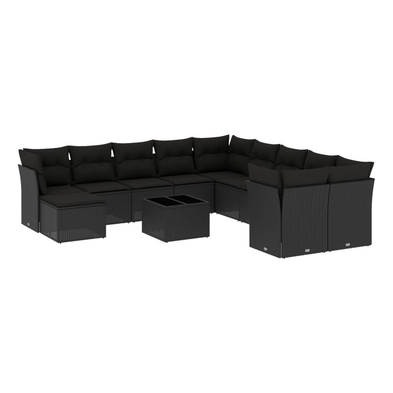 Afuera Living Contemporary 12 Piece Poly Rattan Sofa Set in Black