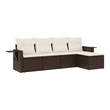 Afuera Living Contemporary Synthetic Poly Rattan 5 Piece  Sofa Set in Brown