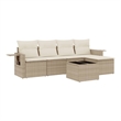 Afuera Living Contemporary 6 Piece Poly Rattan Sofa Set in Beige