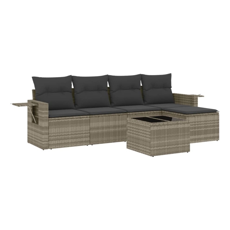 Afuera Living Contemporary 6 Piece Poly Rattan Sofa Set in Gray