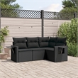 Afuera Living Contemporary Synthetic Poly Rattan Large Sofa Set in Black