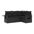 Afuera Living Contemporary Synthetic Poly Rattan Large Sofa Set in Black