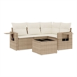 Afuera Living Contemporary 5 Piece Poly Rattan Sofa Set in Beige