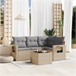 Afuera Living Contemporary 5 Piece Poly Rattan Sofa Set in Beige