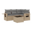 Afuera Living Contemporary 5 Piece Poly Rattan Sofa Set in Beige