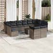 Afuera Living Contemporary 13 Piece Poly Rattan Small Sofa Set in Gray