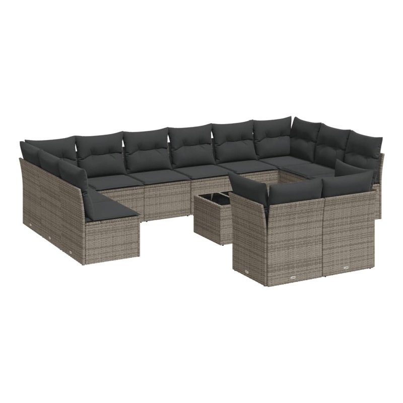 Afuera Living Contemporary 13 Piece Poly Rattan Small Sofa Set in Gray