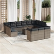 Afuera Living Contemporary 14 Piece Poly Rattan Patio Sofa Set in Gray