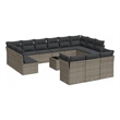 Afuera Living Contemporary 14 Piece Poly Rattan Patio Sofa Set in Gray