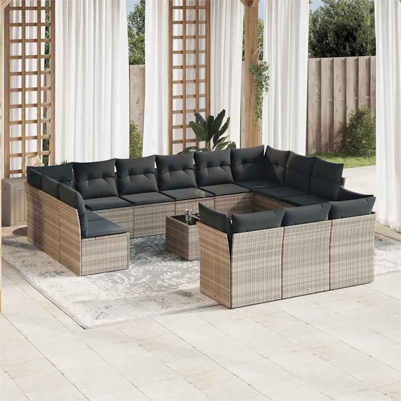 Afuera Living Contemporary Synthetic Poly Rattan  Sofa Set in Gray