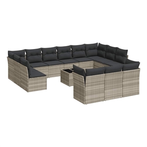 Afuera Living Contemporary Synthetic Poly Rattan  Sofa Set in Gray