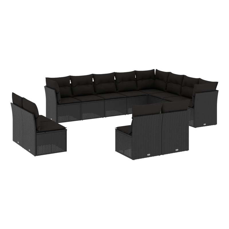 Afuera Living Contemporary 12 Piece Poly Rattan Sofa Set in Black
