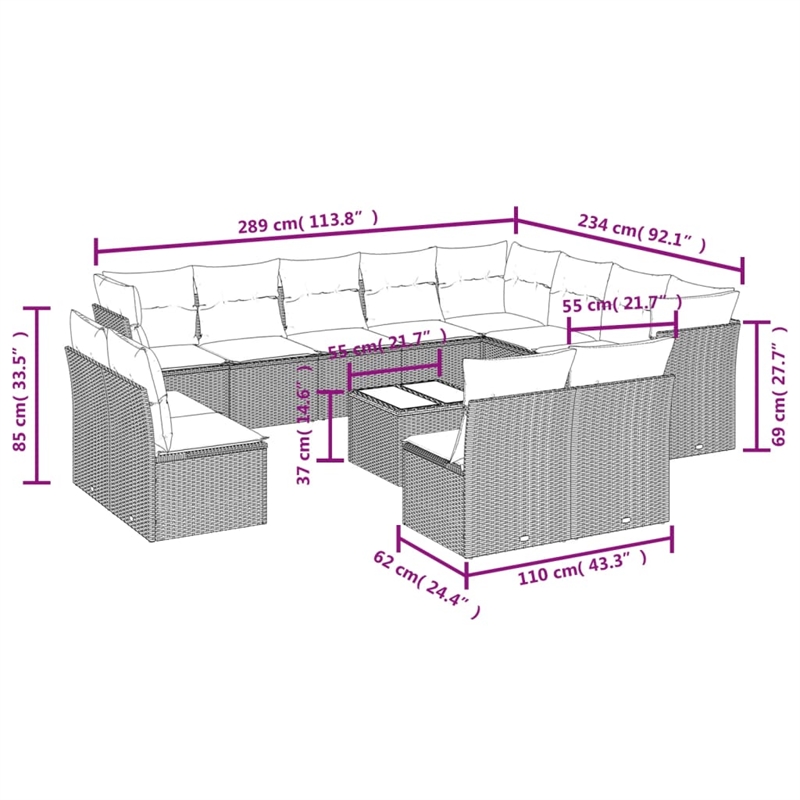 Afuera Living Poly Rattan Large Patio Sofa Set in Cream/Beige