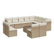 Afuera Living Poly Rattan Large Patio Sofa Set in Cream/Beige