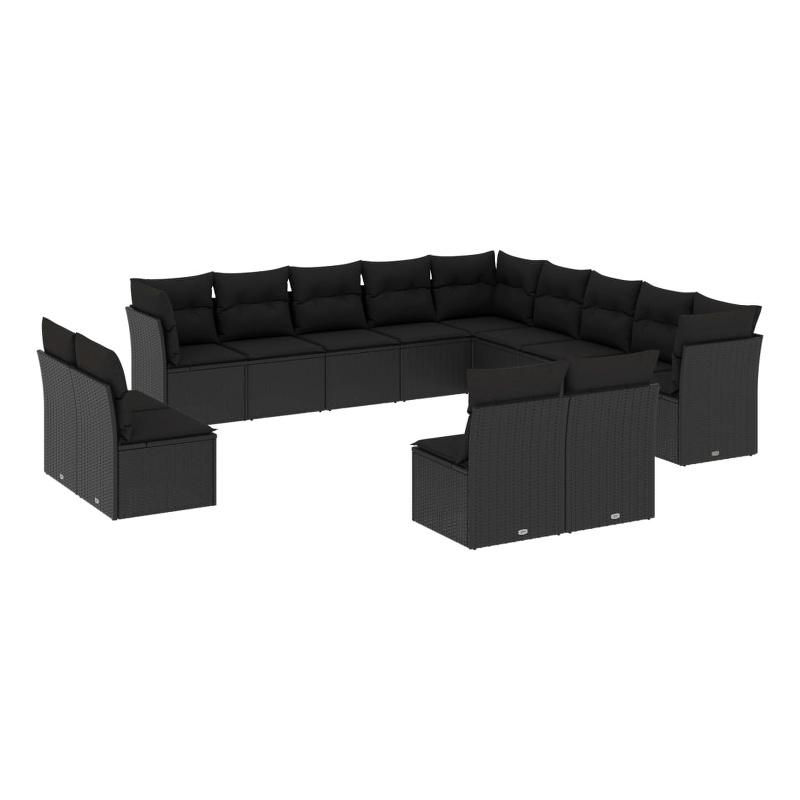 Afuera Living Contemporary 13 Piece Poly Rattan Sofa Set in Black