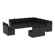 Afuera Living Contemporary 13 Piece Poly Rattan Sofa Set in Black