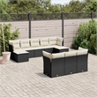 Afuera Living Synthetic Poly Rattan 10 Piece Sofa Set in Black/Cream