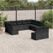 Afuera Living Contemporary 11 Piece Poly Rattan Large Sofa Set in Black