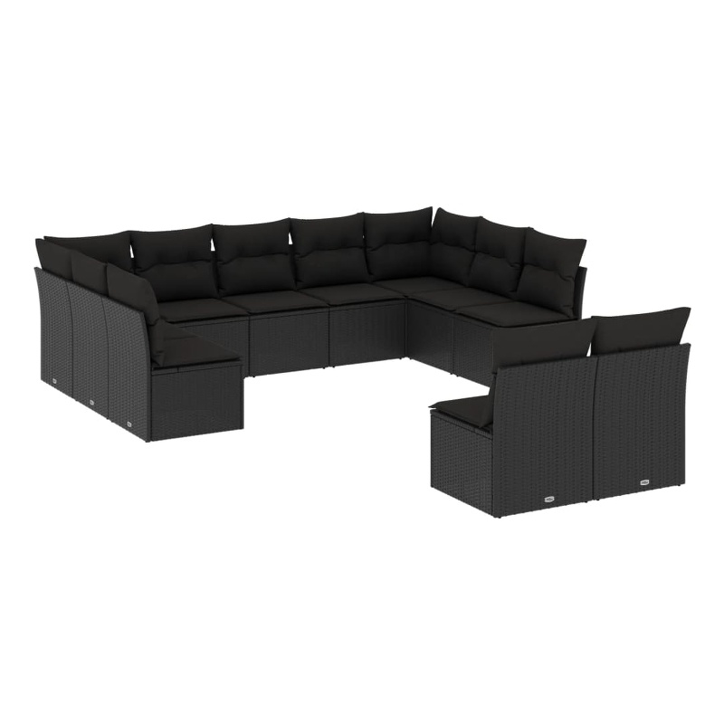 Afuera Living Contemporary 11 Piece Poly Rattan Large Sofa Set in Black