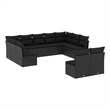 Afuera Living Contemporary 11 Piece Poly Rattan Large Sofa Set in Black