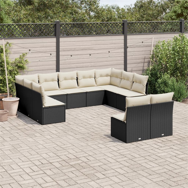 Afuera Living Contemporary 11 Piece Poly Rattan Large Sofa Set in Black