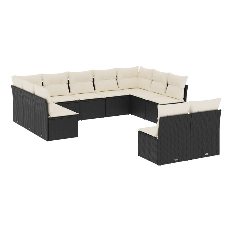 Afuera Living Contemporary 11 Piece Poly Rattan Large Sofa Set in Black