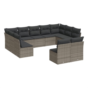 Afuera Living Contemporary Synthetic Poly Rattan 11 Piece  Sofa Set in Gray