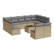 Afuera Living 12 Piece Poly Rattan Patio Sofa Set in Gray/Beige