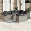 Afuera Living Contemporary 13 Piece Poly Rattan Sofa Set in Gray