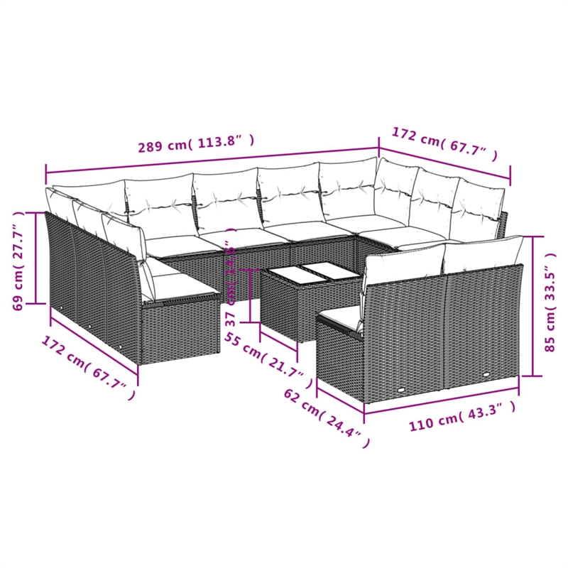 Afuera Living Contemporary Synthetic Poly Rattan Sofa Set in Gray
