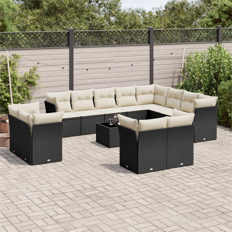 Afuera Living Contemporary Synthetic Poly Rattan Sofa Set in Black