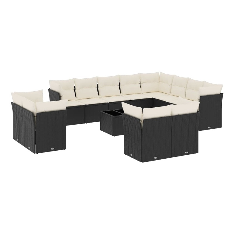 Afuera Living Contemporary Synthetic Poly Rattan Sofa Set in Black
