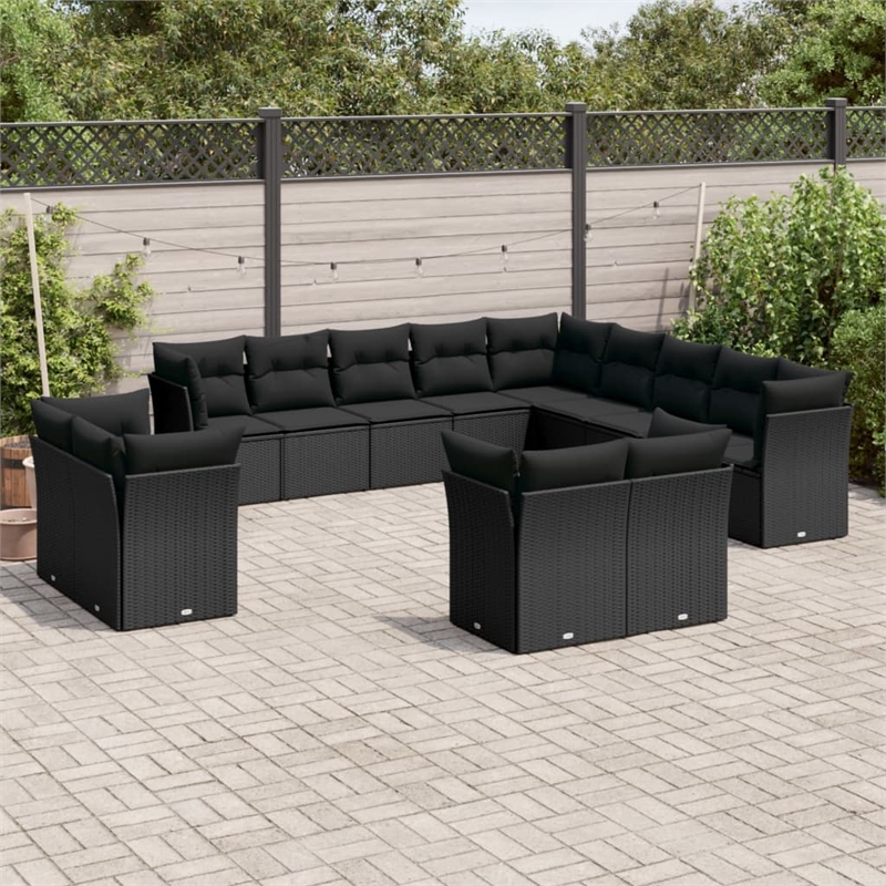 Afuera Living Contemporary Poly Rattan Large Sofa Set in Black