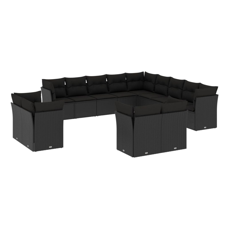 Afuera Living Contemporary Poly Rattan Large Sofa Set in Black