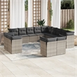 Afuera Living Contemporary 13 Piece Poly Rattan Sofa Set in Gray