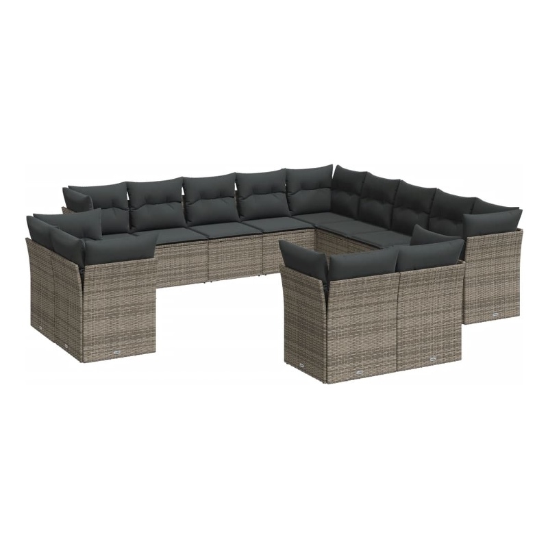 Afuera Living Contemporary 13 Piece Poly Rattan Sofa Set in Gray