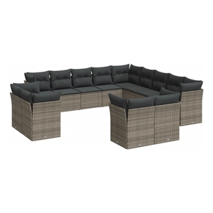 Afuera Living Contemporary 13 Piece Poly Rattan Sofa Set in Gray