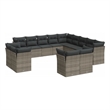Afuera Living Contemporary 13 Piece Poly Rattan Sofa Set in Gray