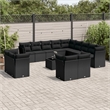 Afuera Living Contemporary Synthetic Poly Rattan Garden Sofa Set in Black