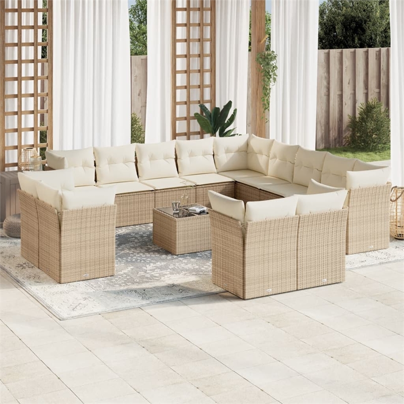 Afuera Living Contemporary Synthetic Poly Rattan Sofa Set in Beige