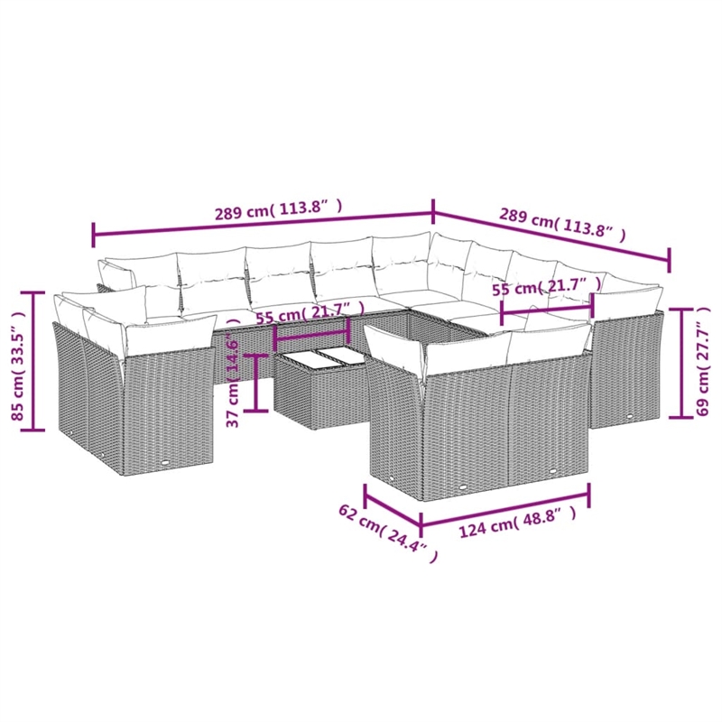 Afuera Living Contemporary Synthetic Poly Rattan Sofa Set in Beige