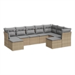 Afuera Living Contemporary 9 Piece Poly Rattan Sofa Set in Gray/Beige