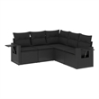 Afuera Living Contemporary Synthetic Poly Rattan  Sofa Set in Black