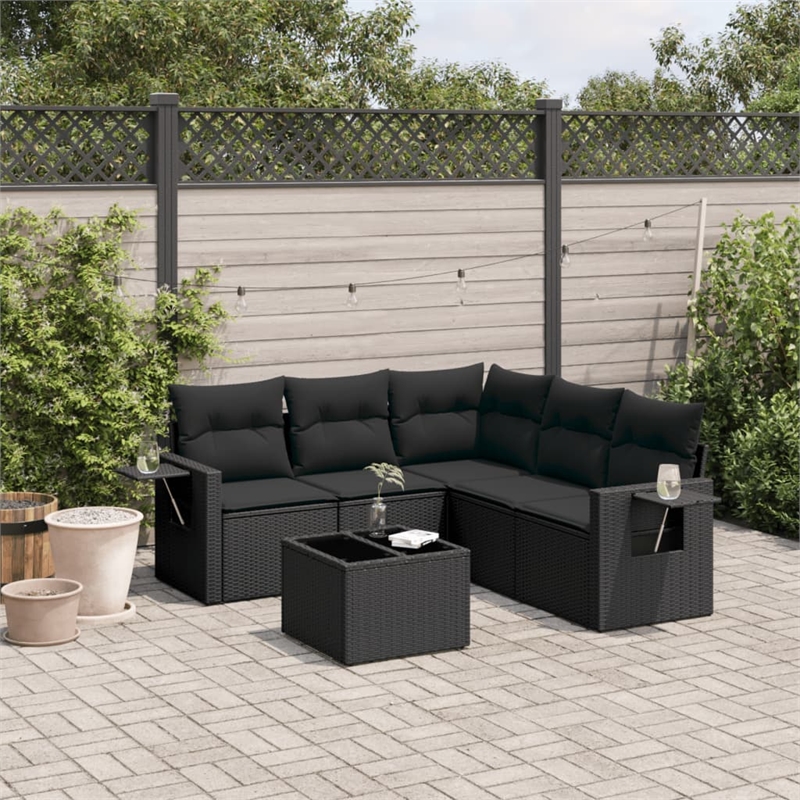 Afuera Living Contemporary 6 Piece Poly Rattan Sofa Set in Black
